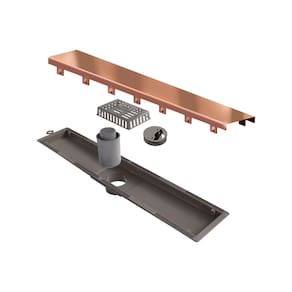 Ralo Linear Elleve Versatile 8928 50Cm Saída Central Com Tampa Red Gold