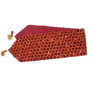 CAMINHO DE MESA VERMELHO E DOURADO 175x30cm