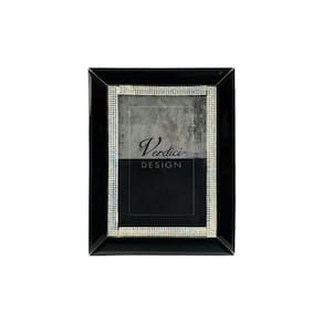 Porta Retrato Ivy Em Vidro Preto Com Strass 10X15