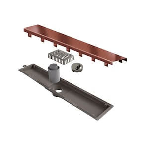 Ralo Linear Elleve Versatile 8927 50Cm Saída Central Com Tampa Rose Gold