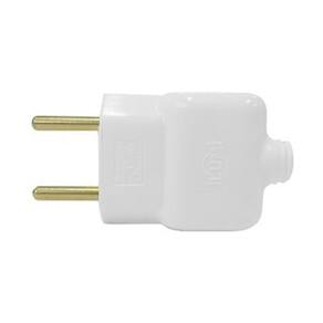 Dez Pinos Macho Prensa Cabo Bipolar Branco 2P 20A 250V Ilumi