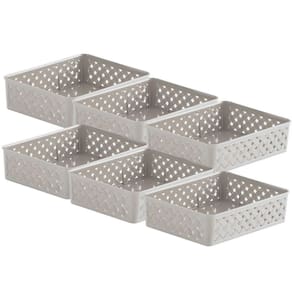 Kit 6 Cesto Organizador Gaveta Rattan Plástico Multiuso Quarto Armário 24x19x6,5cm - Paramount