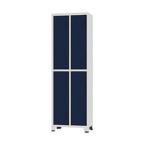 Armário Roupeiro De Aço Para Vestiário 4 Portas Locker Azul Marinho com Chave