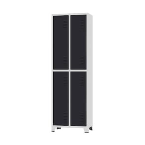Armário Roupeiro De Aço Para Vestiário 4 Portas Locker Preto com Chave