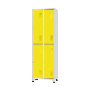 Armário Roupeiro De Aço Para Vestiário 4 Portas Locker Amarelo com Chave
