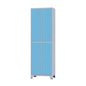 Armário Roupeiro De Aço Para Vestiário 4 Portas Locker Azul Claro com Chave