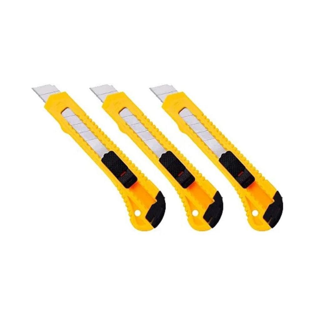 Kit 3 Estilete Com Trava Lâmina Larga 8286 18Mm Brasfort