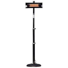 Aquecedor Externo Elétrico Infravermelho com Poste Telescópico e Rodas para Maior Mobilidade, 110V 1500W, Fire Sense, Preto