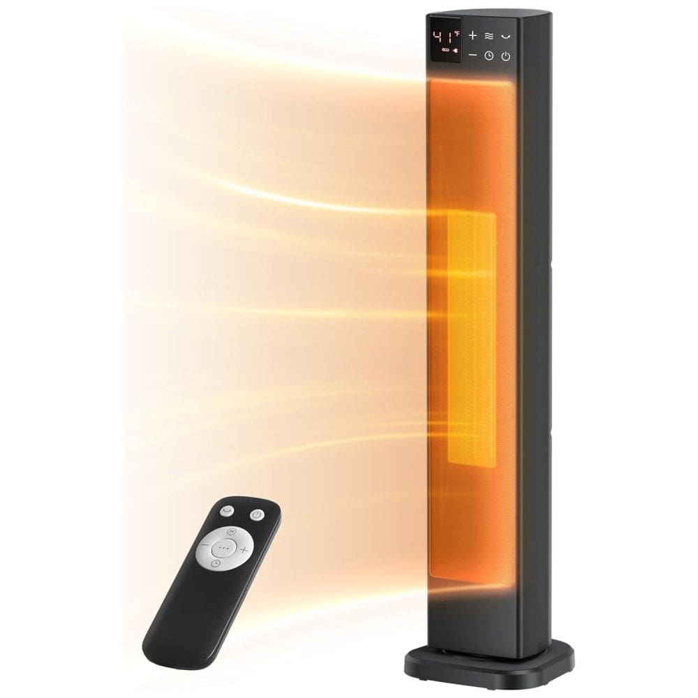 Aquecedor Elétrico de Cerâmica com Termostato Ajustável, Controle Remoto e Oscilação de 75º, 110V 1500W, PELONIS, Preto