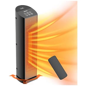 Aquecedor de Torre Elétrico com Controle Remoto, Oscilação de 90º e Silencioso, 110V 1500W, QOWETU, Preto