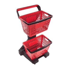 Carrinho de Compras Preto Com Cestos D-500 12kg Removíveis Vermelho - Dellaplast