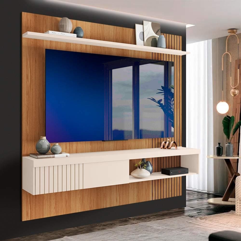 Painel TV Até 65 Polegadas Suspenso 180 cm Freijó Off White Grace Shop JM
