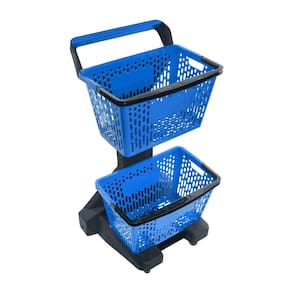 Carrinho de Compras Preto Com Cestos D-500 12kg Removíveis Azul - Dellaplast