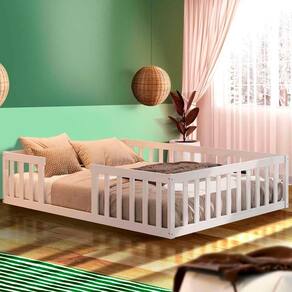 Cama De Chão Queen Com Colchão Branco Enfus Shop JM