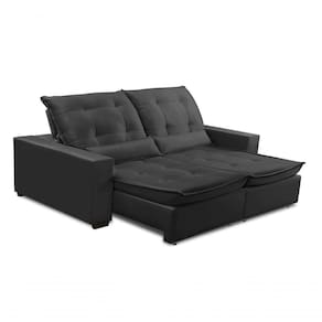 Sofa Retratil Reclinavel 2 Lugares 1,80m Atlantis Veludo Cinza Grafite Lansofbr