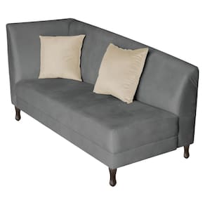 Recamier Heitor 140cm Com Almofada Lado Direito Sintético Cor Cinza/bege