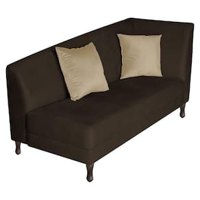 Recamier Heitor 140cm Com Almofada Lado Esquerdo Sintético Cor Marrom/bege