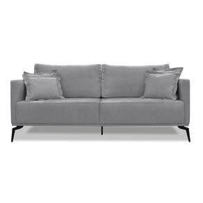 Sofá 2 Lugares Pé De Ferro Preto Rafaela 160 Cm Linho S04 - D`rossi Cor Cinza