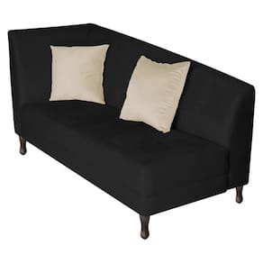 Recamier Heitor 185cm Com Almofada Lado Direito Sintético Cor Preto-bege