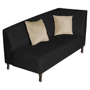 Recamier Heitor 185cm Com Almofada Lado Esquerdo Sintético Cor Preto/bege
