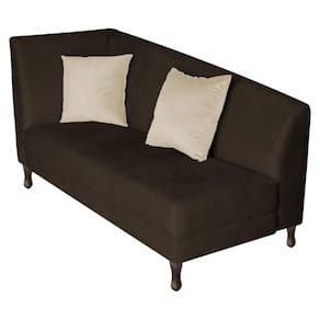 Recamier Heitor 185cm Com Almofada Lado Direito Sintético Cor Marrom-bege