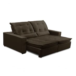 Sofa Retratil Reclinavel 2 Lugares 1,80m Atlantis Veludo Marrom Claro Lansofbr