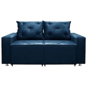 Sofá 2 Lugares Retrátil Bariloche Veludo Shop Das Cabeceira Azul