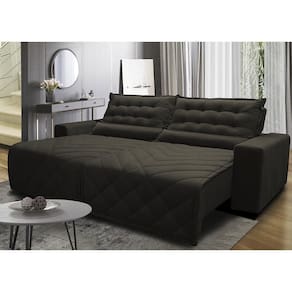 Sofá 2,42m Retrátil E Reclinável Com Molas Cama Inbox Plus Tecido Suede Velusoft Café