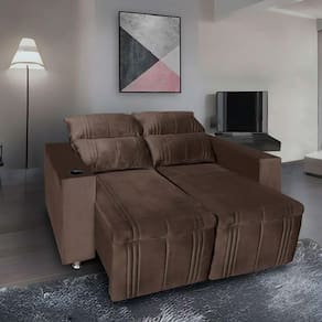 Sofá Retrátil E Reclinável 2 Lugares Madri Suede 1,60m - Star Confort Café