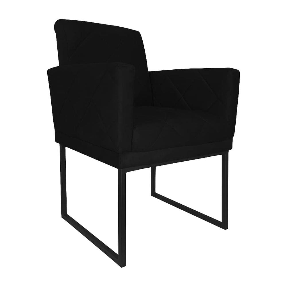 Poltrona Decorativa Klara Base Preto Veludo Preto - Montanaris Decor