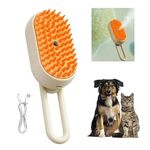 Escova a Vapor Eletrica Cao Pet Gato Cachorro Higiene Remove Pelo Bateria Recarregavel Massagem Escovaçao Limpeza
