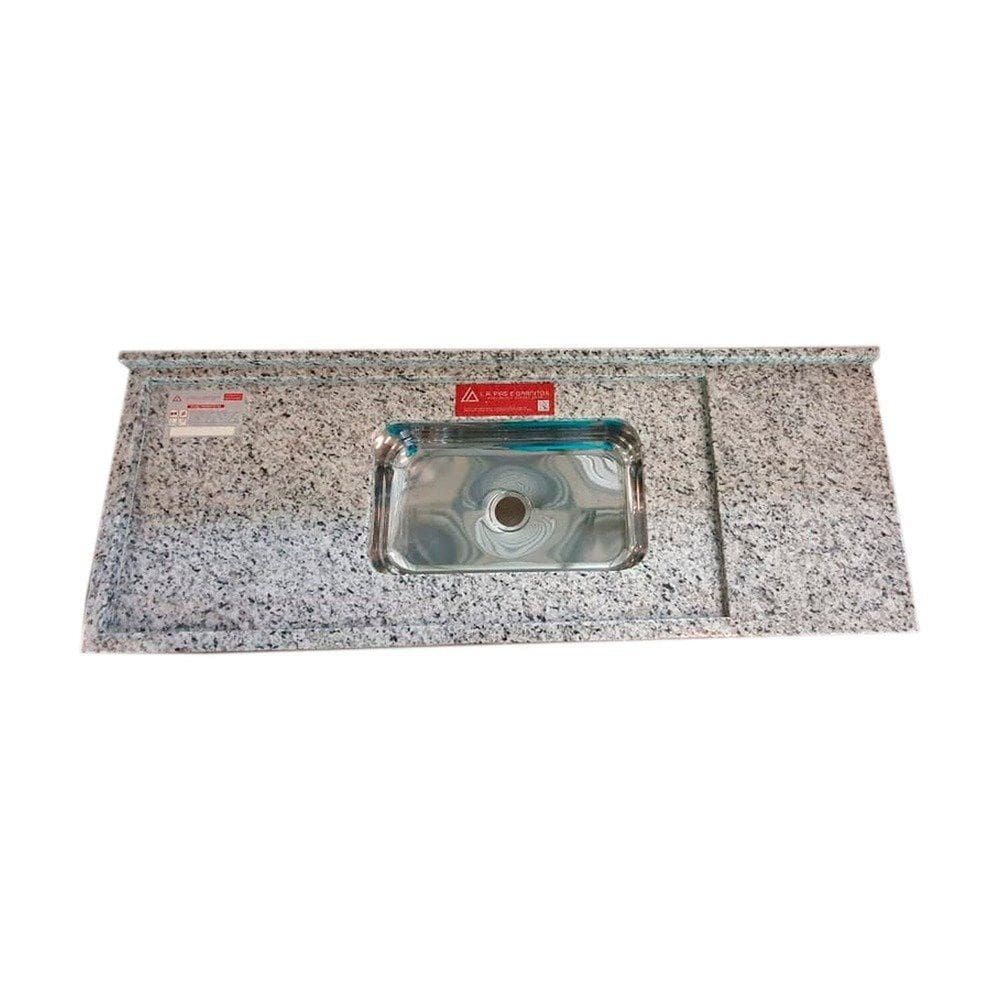 Pia de Cozinha Granito 200 Cm Portinari Master Cuba Simples Branco Portinari