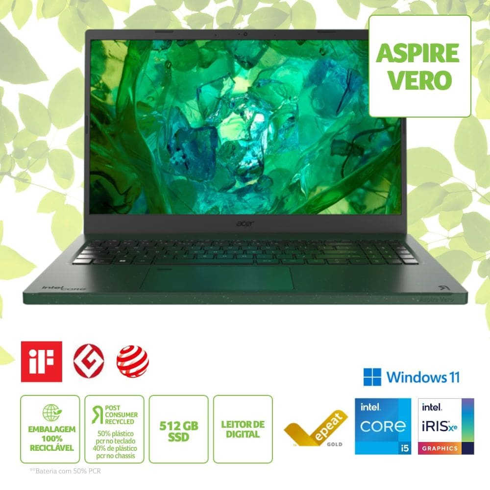 Notebook Acer Vero Ecológico AV15-53P-56HM Core | Casas Bahia