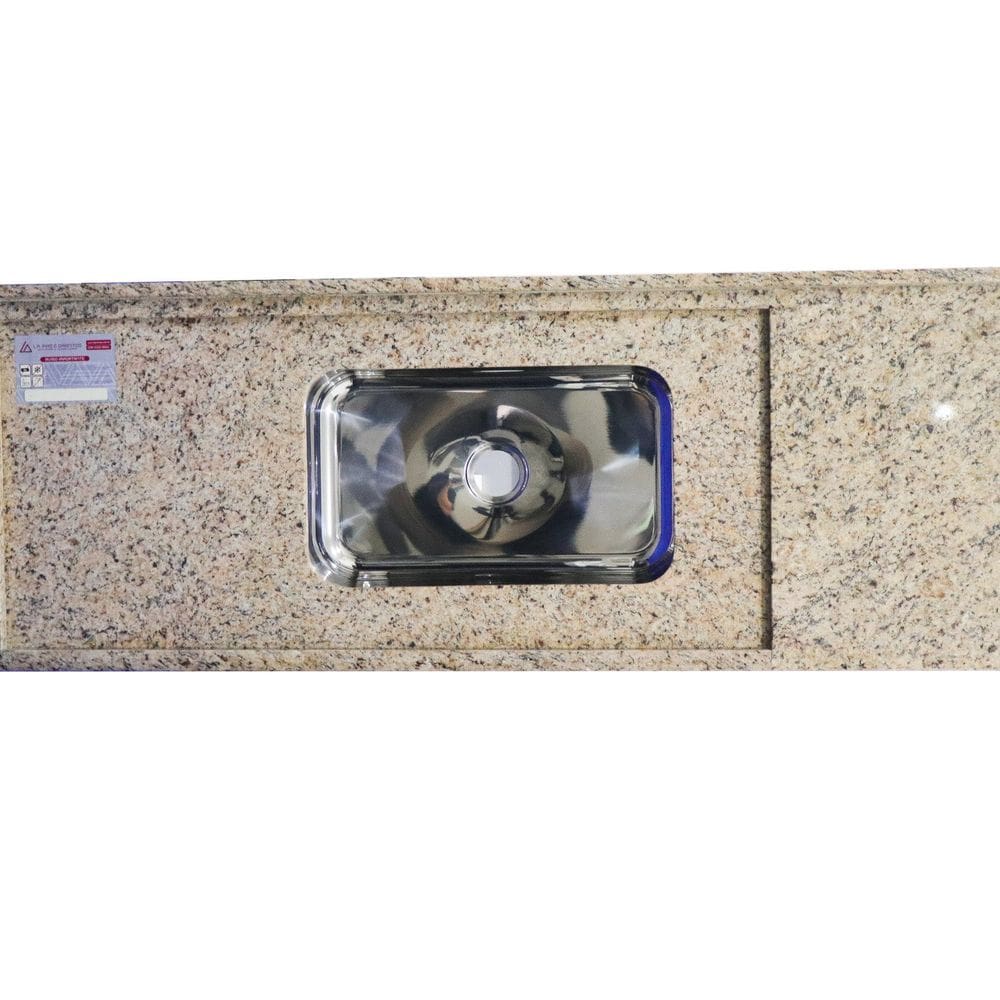 Pia de Cozinha Granito 200 Cm Santa Cecilia Master Cuba Simples Amarelo Santa Cecilia