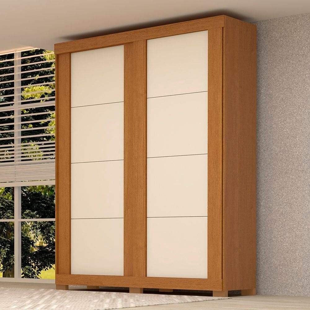 Guarda-roupa Casal 160cm 2 Portas de Correr Flex Color 100% Mdf Boldina Espresso Móveis Cinamomo/Off White