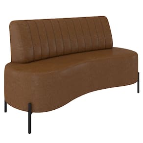 Sofá 2 Lugares 135cm Pés Aço Preto Tamar K04 Sintético Marrom - Mpozenato