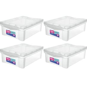 Kit 4 Caixas Organizadoras Plásticas com Tampa Empilhável 13