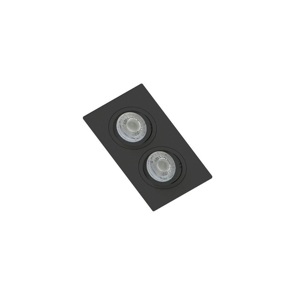 Spot De Embutir Plano Save Energy Para 2 Lâmpadas Mr16 Gu10 Bivolt Preto