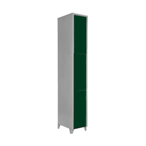 Armário Roupeiro De Aço Vestiário Academia 3 Portas Locker Verde Escuro com Chave