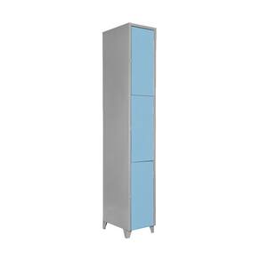 Armário Roupeiro De Aço Vestiário Academia 3 Portas Locker Azul Claro com Chave