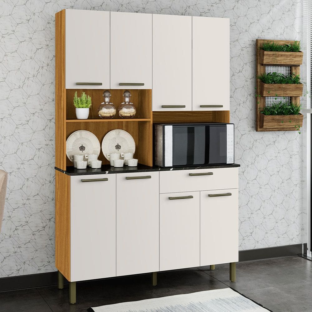 Cozinha Compacta Tannat Gold 8 Portas 1 Gaveta Ronipa - Off White