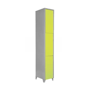 Armário Roupeiro De Aço Vestiário Academia 3 Portas Locker Amarelo com Chave