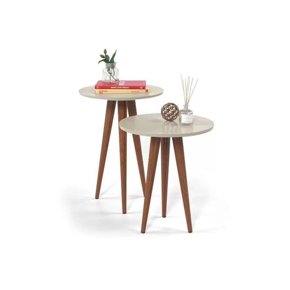 Conjunto 2 Mesas Lateral e Canto Slim Off White
