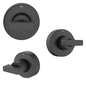 Kit com 3 Acabamento de Registro para Base Reforma 1/2, 3/4, 1 Flow Cromado Celite Preto Matte