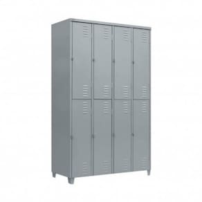 Armário Roupeiro De Aço Vestiário Academia 8 Portas Locker Cinza com Chave