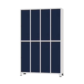 Armário Roupeiro De Aço Para Vestiário 8 Portas Locker Azul Marinho com Chave