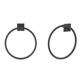 Kit com 2 Toalheiro Anel Up Estilosa para Seu Banheiro Preto Matte