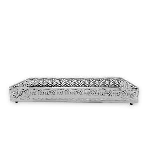 Bandeja Espelhada Rosas Prata Elegantes Decorativa 26x12