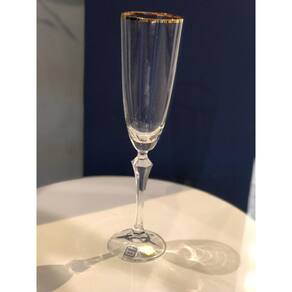 Unidade de taca p/ champanhe Elizabeth decorada em cristal ecologico gold rim 200ml