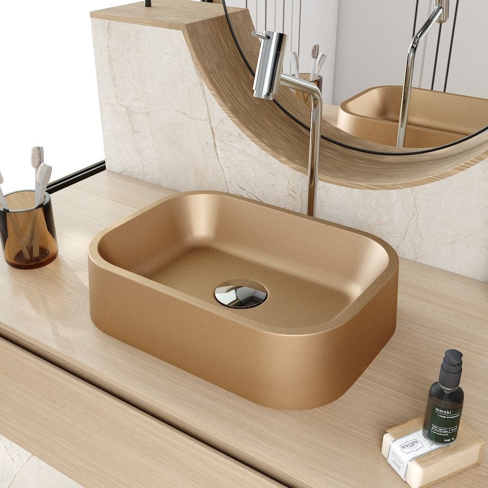 Cuba de Apoio Retangular Br37 37,8x28cm Lapimat Cobre Matte Fosca